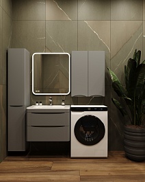 Style Line Мебель для ванной Бергамо Мини 70 подвесная серая Люкс антискрейтч Plus – фотография-15